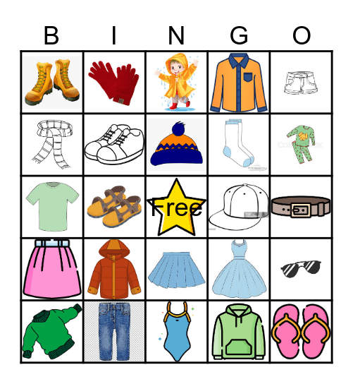 Clothes, clothes, clothes! Bingo Card