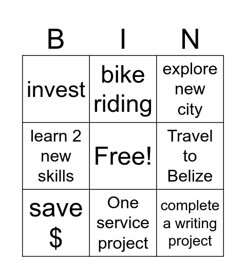 Angelina 2026 Bingo Card