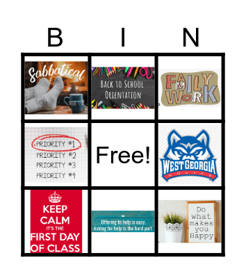 Keira Bingo Card
