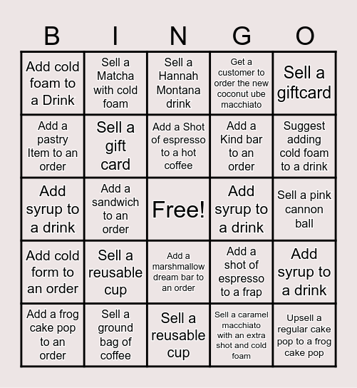 Teamwork/Upsell Bingo Card