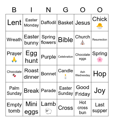 Easter Bingo Card