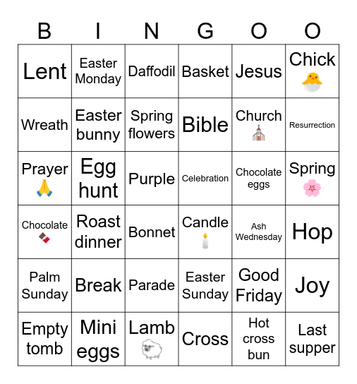Easter Bingo Card