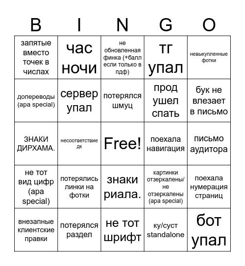 сборка бука bingo Card