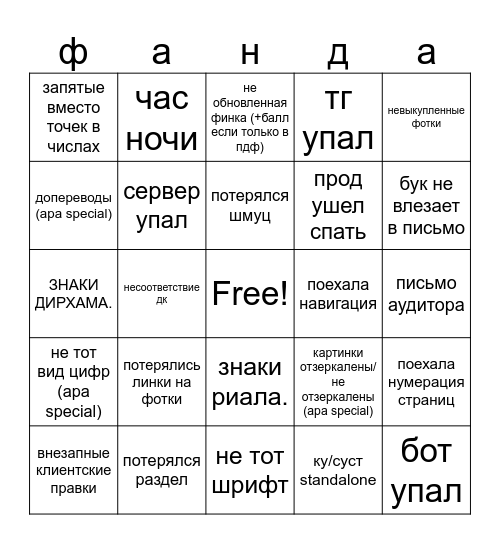 сборка бука bingo Card