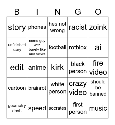 tiktok Bingo Card