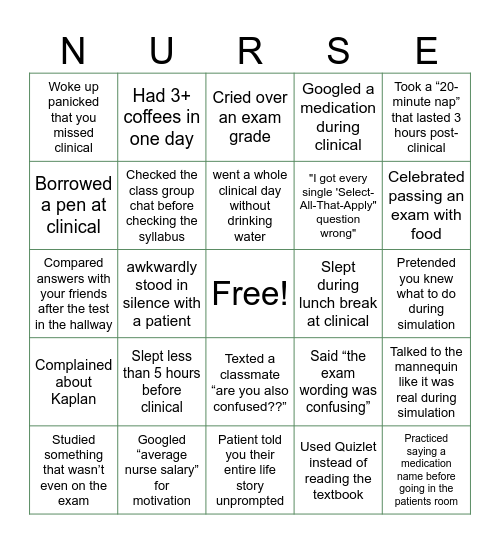 Burnout Bingo! Bingo Card