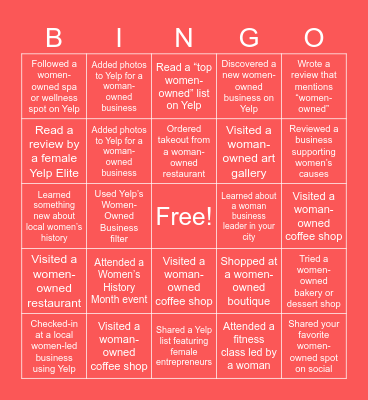 Women's History Month Bingo Card