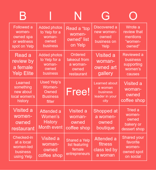 Women's History Month Bingo Card