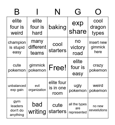 pokemon Bingo Card