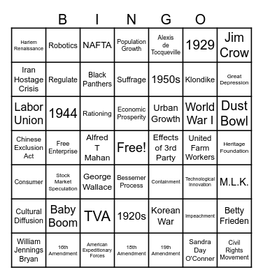 STAAR Review Bingo Card