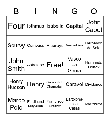 13-Exploration & Discovery Bingo Card