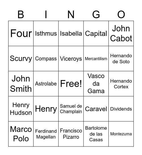 13-Exploration & Discovery Bingo Card