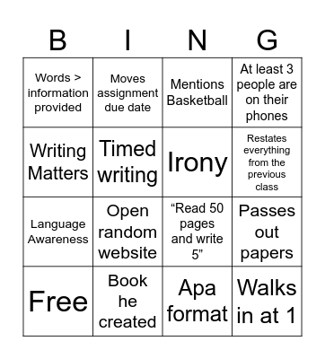 Untitled Bingo Card