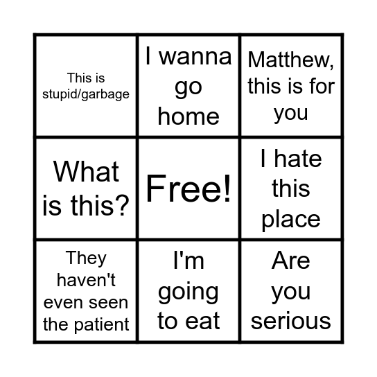 CJ's phrases Bingo Card