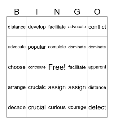 Vocab Words!! 3.23.26 Bingo Card