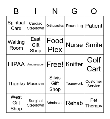 Volunteer Appreciation Bingo Card