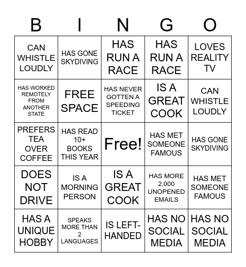 TEAM MEETING MIX Bingo Card