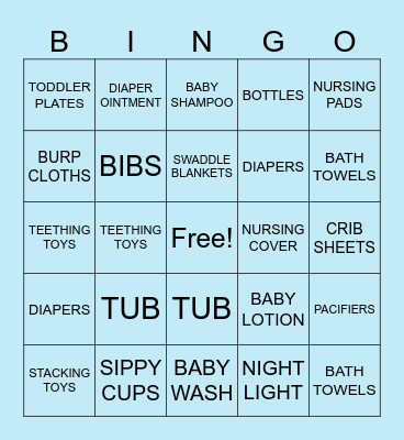 BABY SHOWER BINGO Card