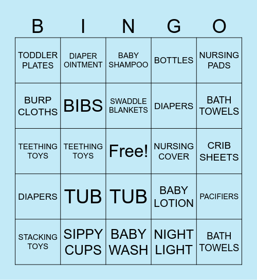 BABY SHOWER BINGO Card