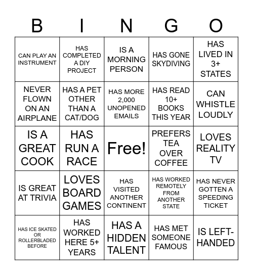 TEAM MEETING MIX Bingo Card