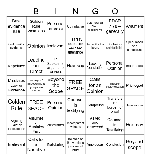 Bingo Board Bingo Card