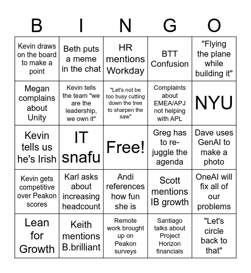 SO AM Staff Meeting Bingo Card
