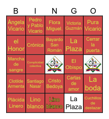 CRÓNICA DE UNA MUERTE ANUNCIADA Bingo Card