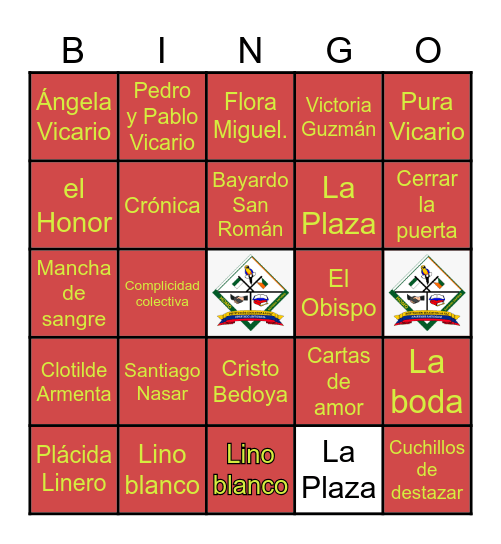 CRÓNICA DE UNA MUERTE ANUNCIADA Bingo Card