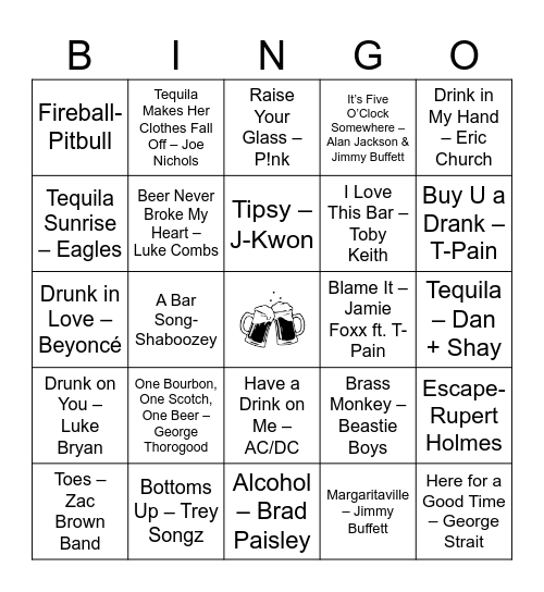 Blame It On The Alcohol (Full) Bingo Card