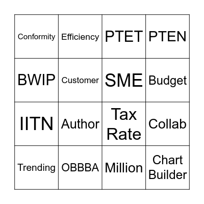 Direct Tax Bingo Card