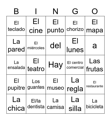Lotería: Vocab - Unidades 2 y 3 Bingo Card