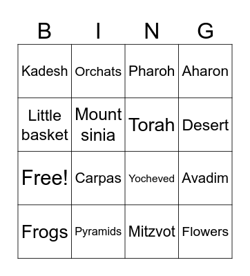 Passover Bingo Card