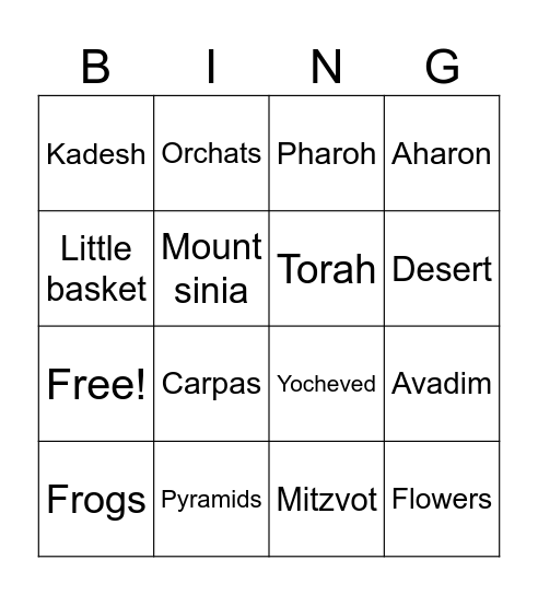 Passover Bingo Card