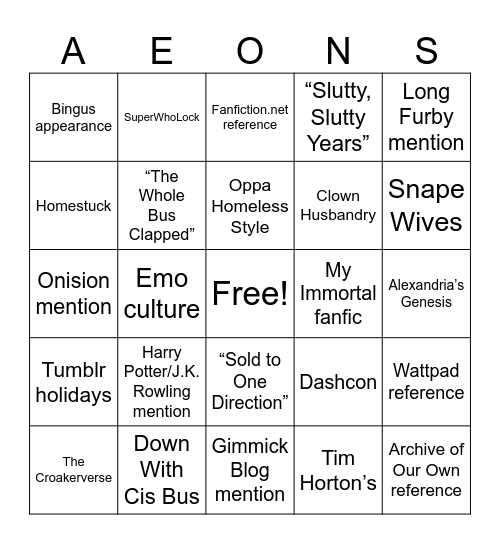 Strange Aeons Bing0 Bingo Card