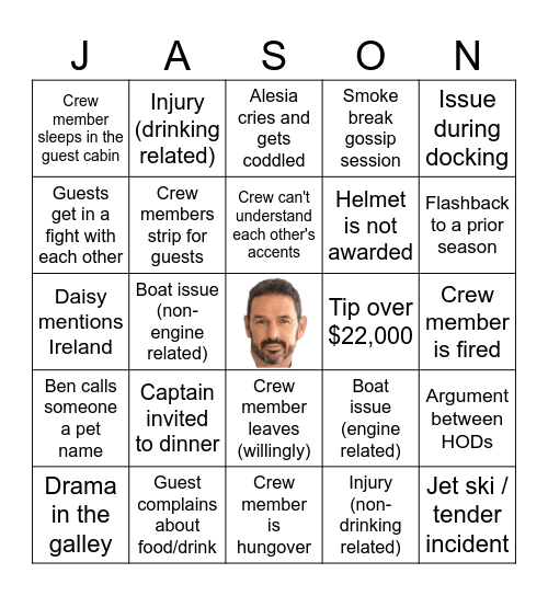 Below Deck Down Under Bingo Card