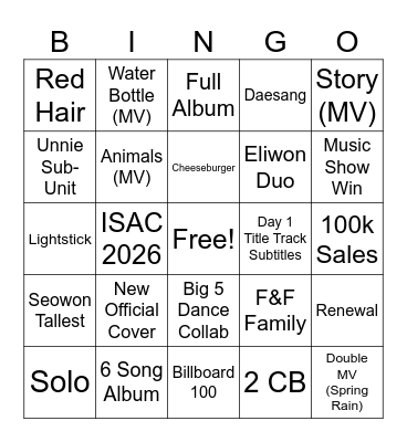 UNIS 2026 Bingo Card