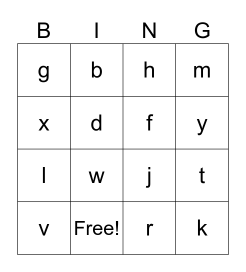 ABC BINGO Card