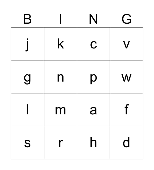 ABC BINGO Card