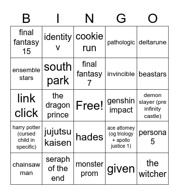 marion’s favorite medias Bingo Card