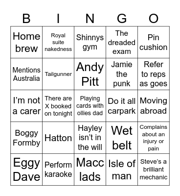 Howard Bingo (Dad) Bingo Card