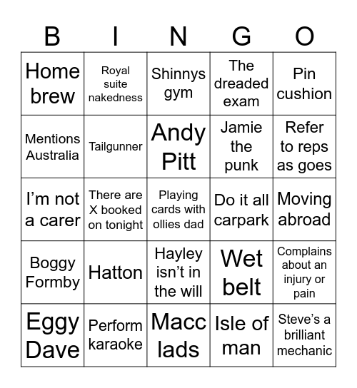 Howard Bingo (Dad) Bingo Card