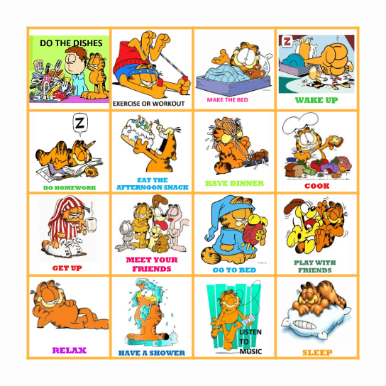 Daily routines Bingo Card