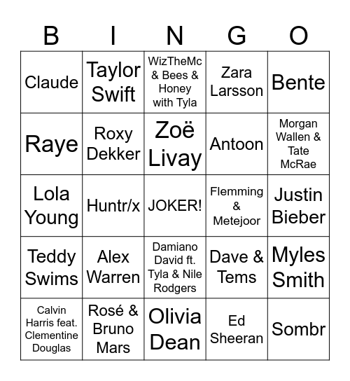 MUZIEK BINGO 2026 Bingo Card