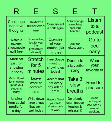 SpEd Spring Reset Bingo Card