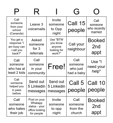 Pri Bingo - updated March 2026 Bingo Card