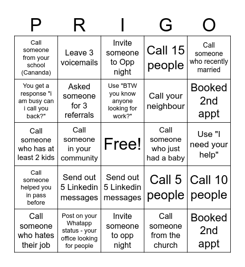 Pri Bingo - updated March 2026 Bingo Card