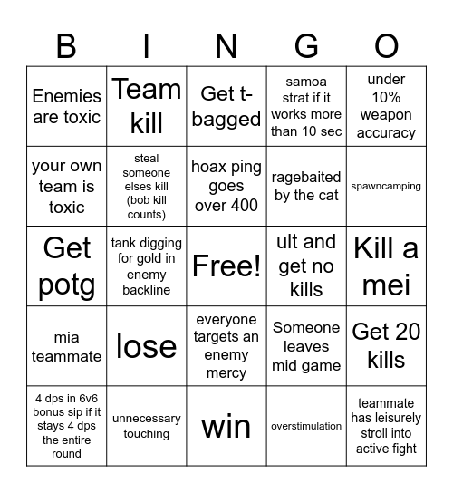 Overwatch bingo Card