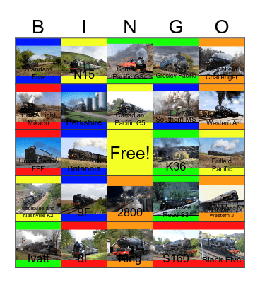 Big Steam Engines that I would like to design one day Bingo Card