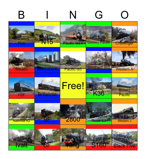 Big Steam Engines that I would like to design one day Bingo Card