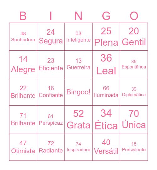 EMPODERAMENTO FEMININO! Bingo Card
